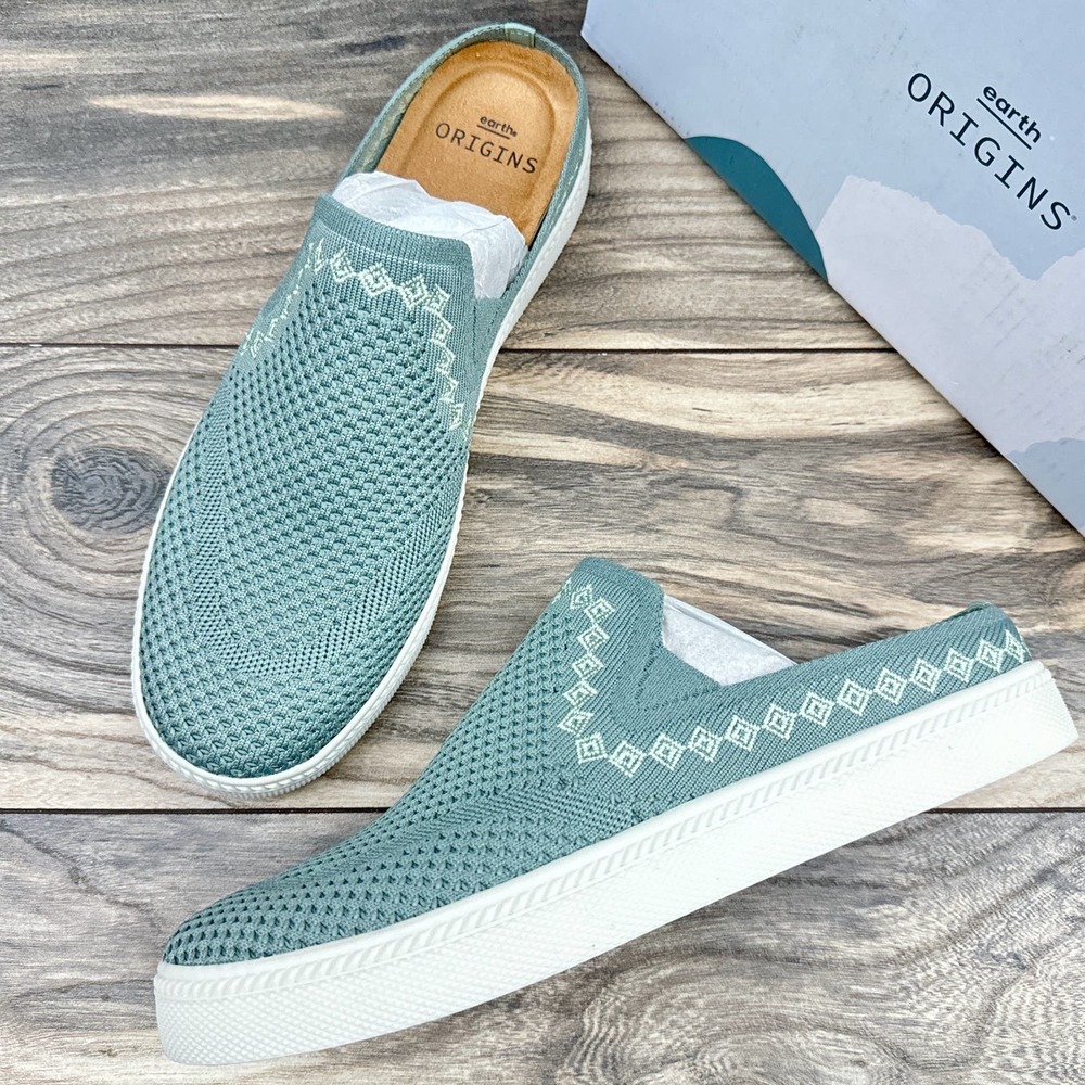 NIB Earth Origins Zilly 8 39 Slip On Comfort Casual Sneaker Mules Dusty Green